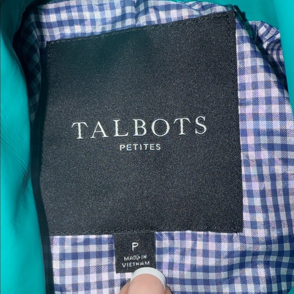 Talbots Classic Raincoat Green/Blue & White Gingham Button Up Hooded Jacket AA - Picture 11 of 11